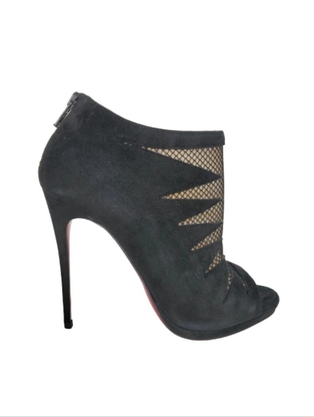 Christian Louboutin Disorder 120 Black Suede & Mesh Booties